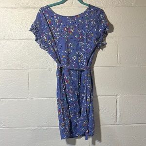 Flower print dress with removable tie